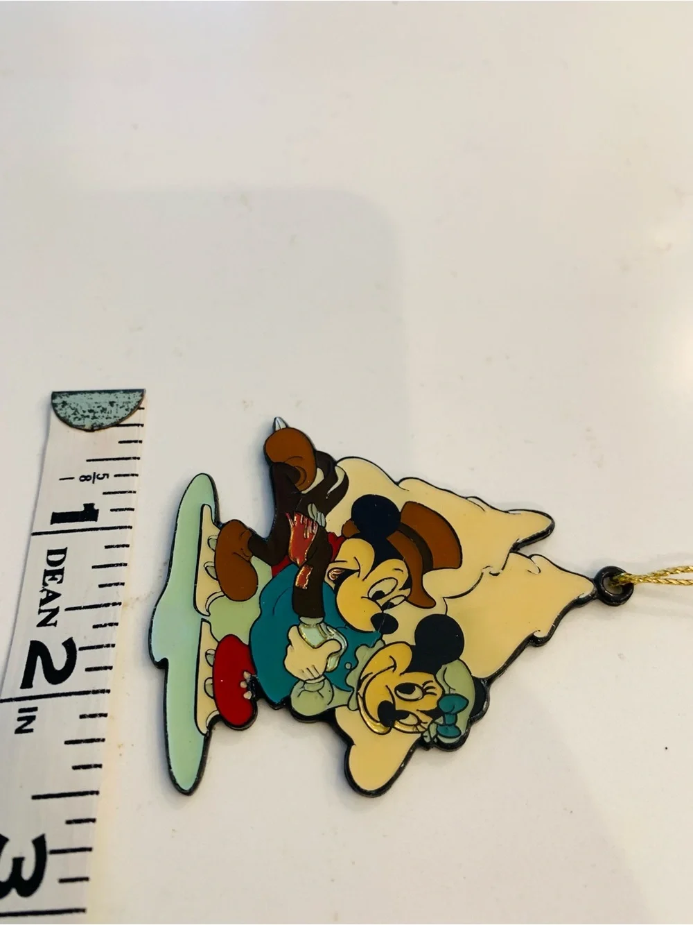 Vintage Disney Christmas Tree Ornament Mickey & Minnie Mouse Ice Skating Enamel
